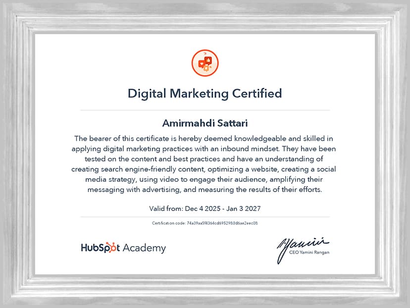 گواهینامه دیجیتال مارکتینگ